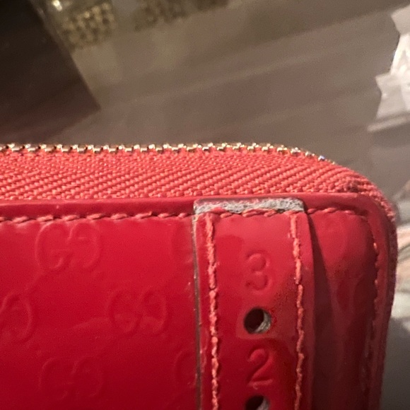 Gucci Micro Guccisima Patent Leather Zip around wallet, Red EUC!! - Picture 5 of 7